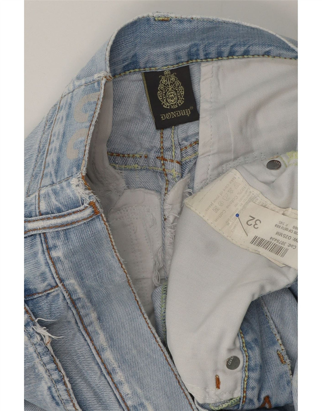 Dondup Herren Distressed Denim Shorts W32 Mittelblaue Baumwolle