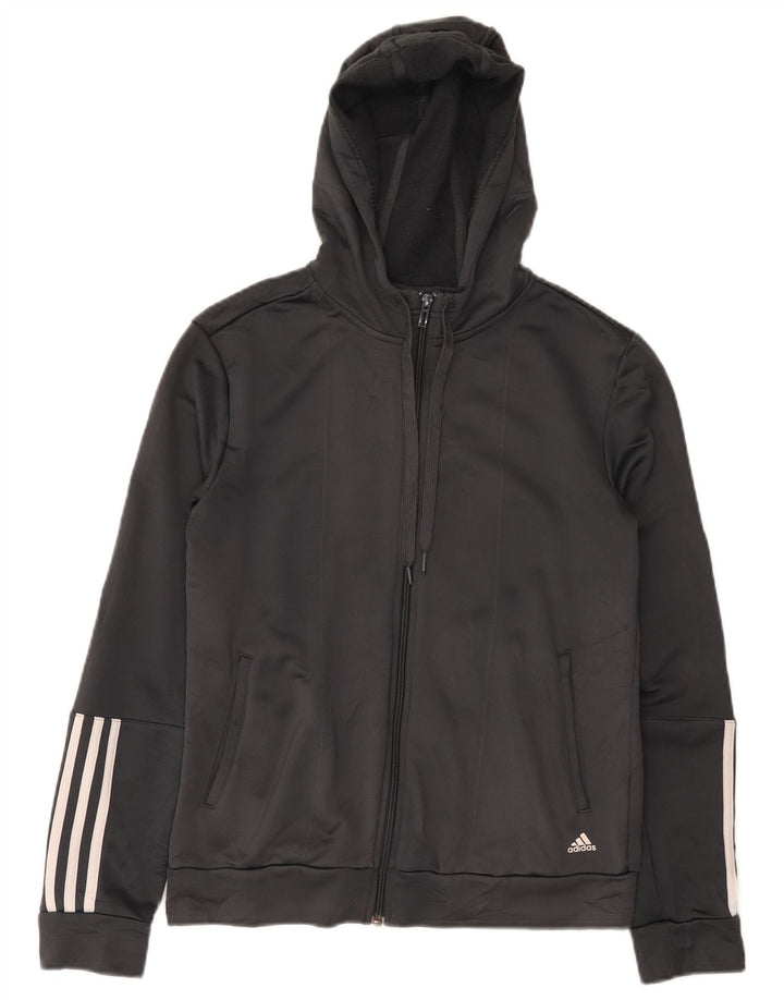 Adidas Damen Climalite Zip Hoodie Pullover UK 12/14 Mittelgraues Polyester