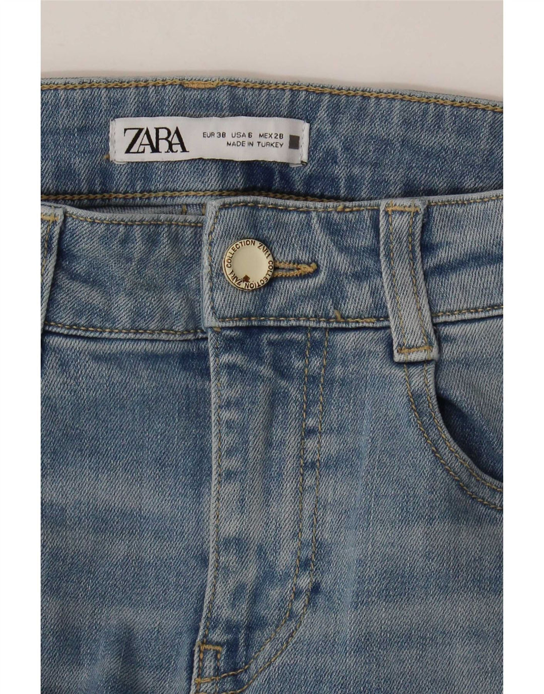 Zara Damen Schlagjeans EU 38 Small W28 L30 Blau