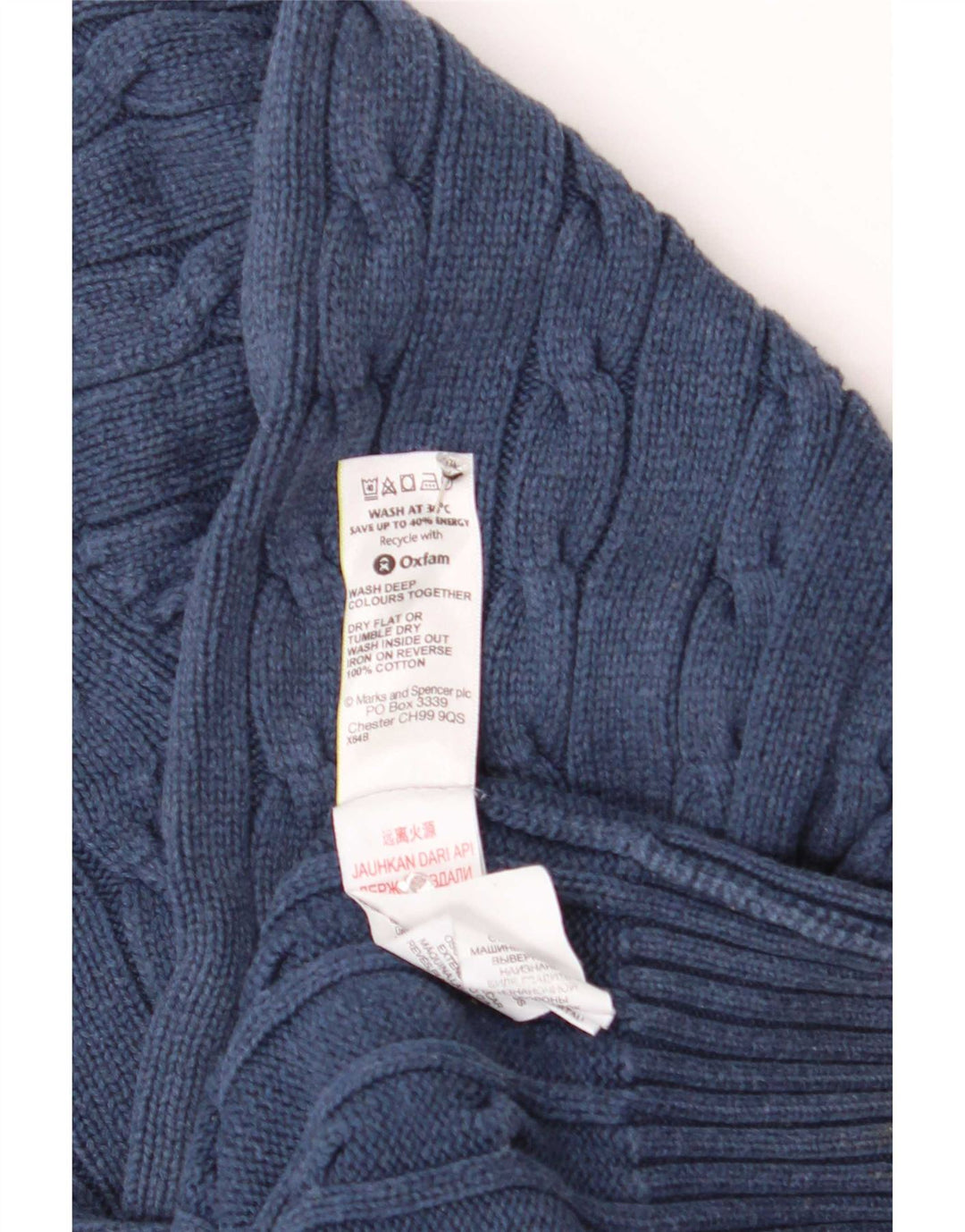 Marks & Spencer Herren Blauer Harbour-Pullover mit Rundhalsausschnitt, Mittelmarineblau