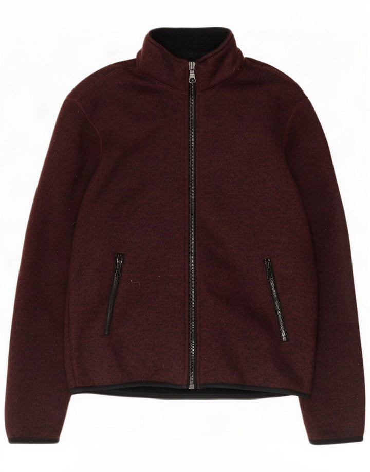 Marks & Spencer Herren-Trainingsanzug, Oberteil, Jacke, klein, burgunderrot meliert, Polyester