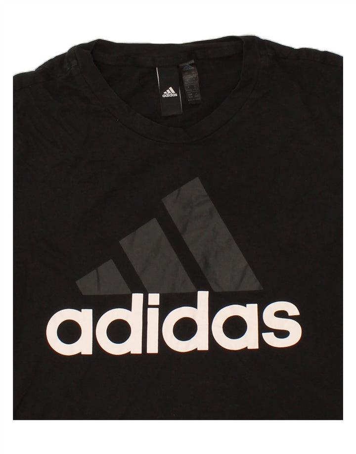ADIDAS Womens Graphic T-Shirt Top UK 12/14 Medium Black Vintage Adidas and Second-Hand Adidas from Messina Hembry 