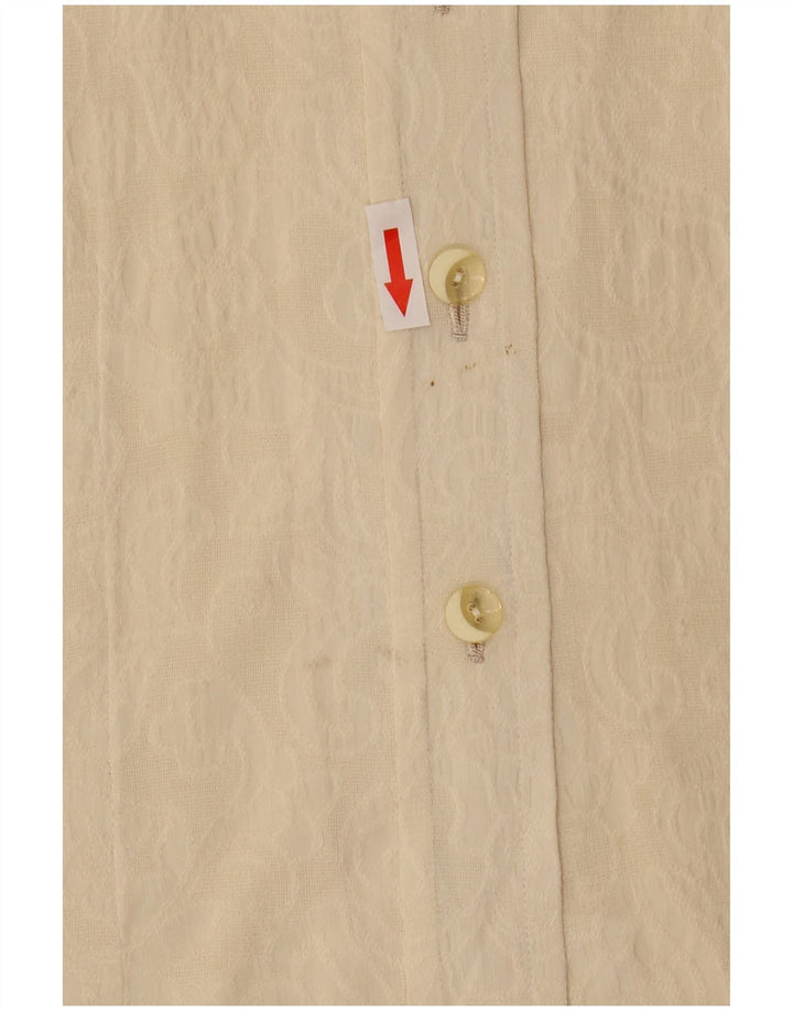 Vintage Damen Durchsichtige Hemdbluse UK 14 Medium Beige