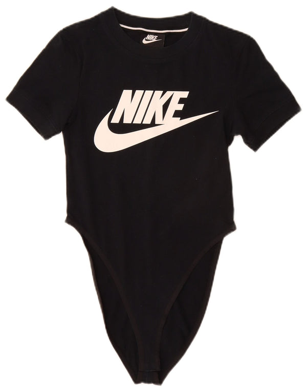 Nike Womens Graphic Bodysuit UK 6 XS Schwarz Baumwolle