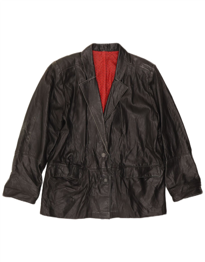 Vintage Damen Lederjacke IT 50 XL Schwarzes Leder