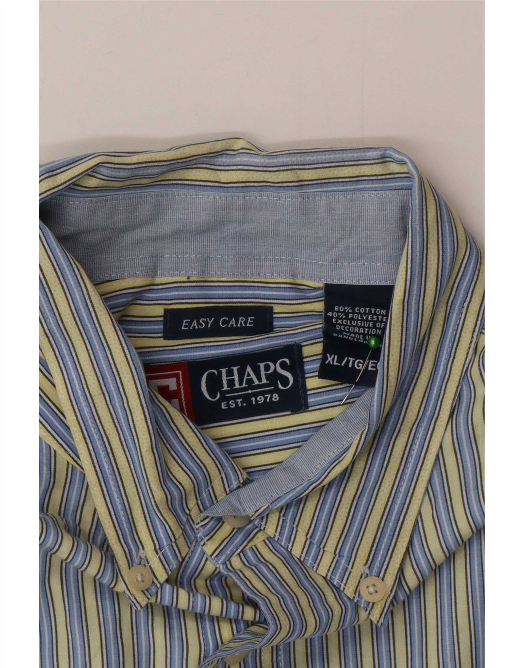 Chaps Herrenhemd XL, blau gestreift, Baumwolle, klassisch