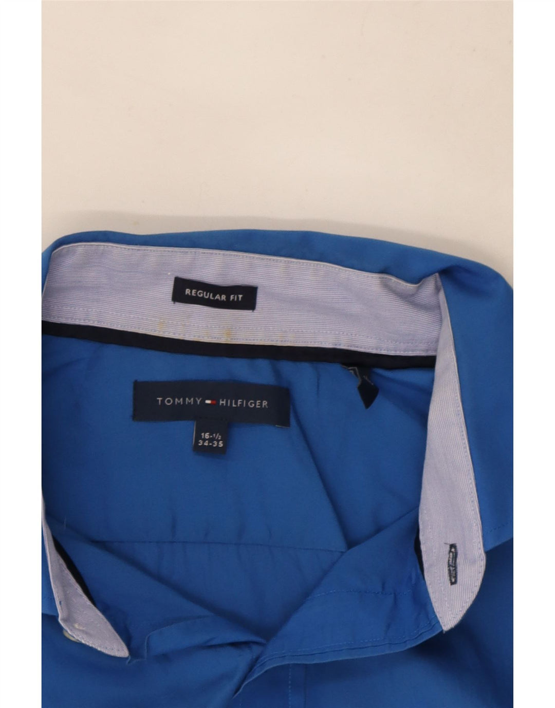 Tommy Hilfiger Herren-Hemd mit normaler Passform, Größe 16 1/2 Large, Blau