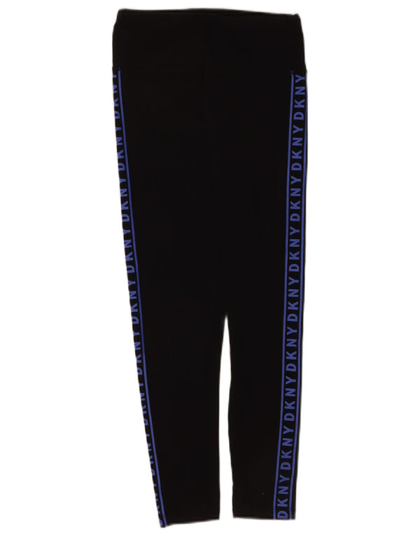 Dkny Womens Crop Graphic Leggings UK 4 XS Schwarz Colourblock Baumwolle