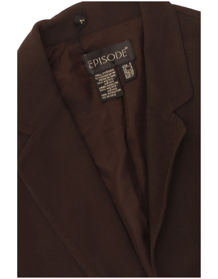 Episode Damen 1-Knopf-Blazer-Jacke, UK 8, kleine braune Viskose