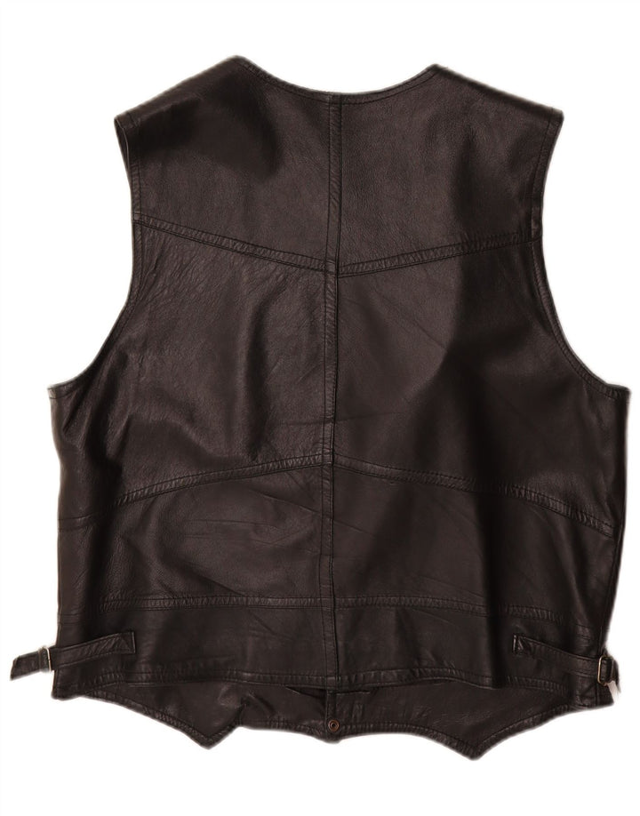 VINTAGE Herren Lederweste Groß Schwarz