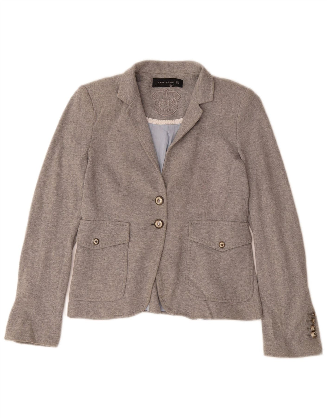 Zara Damen-Blazer mit 2 Knöpfen, Gr. 10, Größe S, Grau, Polyester