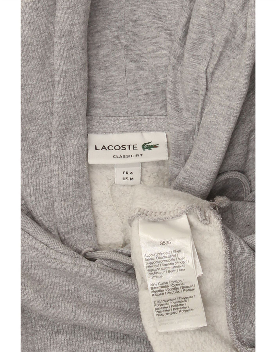 Lacoste Herren-Pullover mit grafischem Kapuzenpullover, Größe 4, Mittelgrau, Farbblock