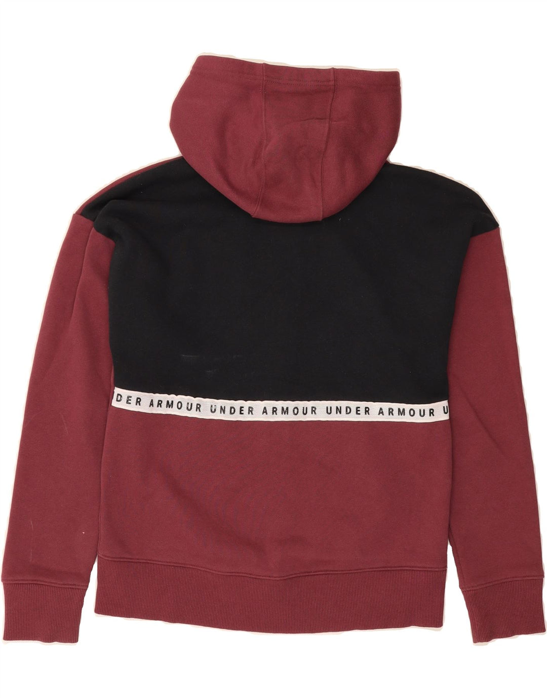 UNDER ARMOUR Womens Zip Hoodie Sweater UK 14 Medium Maroon Colourblock Vintage Under Armour and Second-Hand Under Armour from Messina Hembry 
