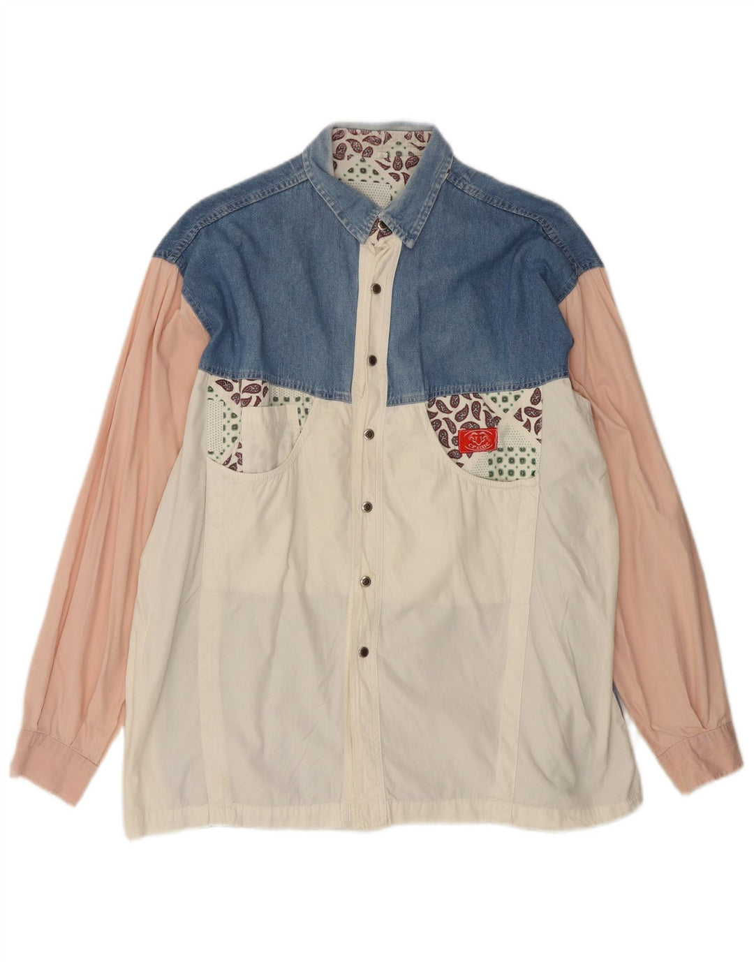 VINTAGE Herrenhemd Mittelbeige Farbblock