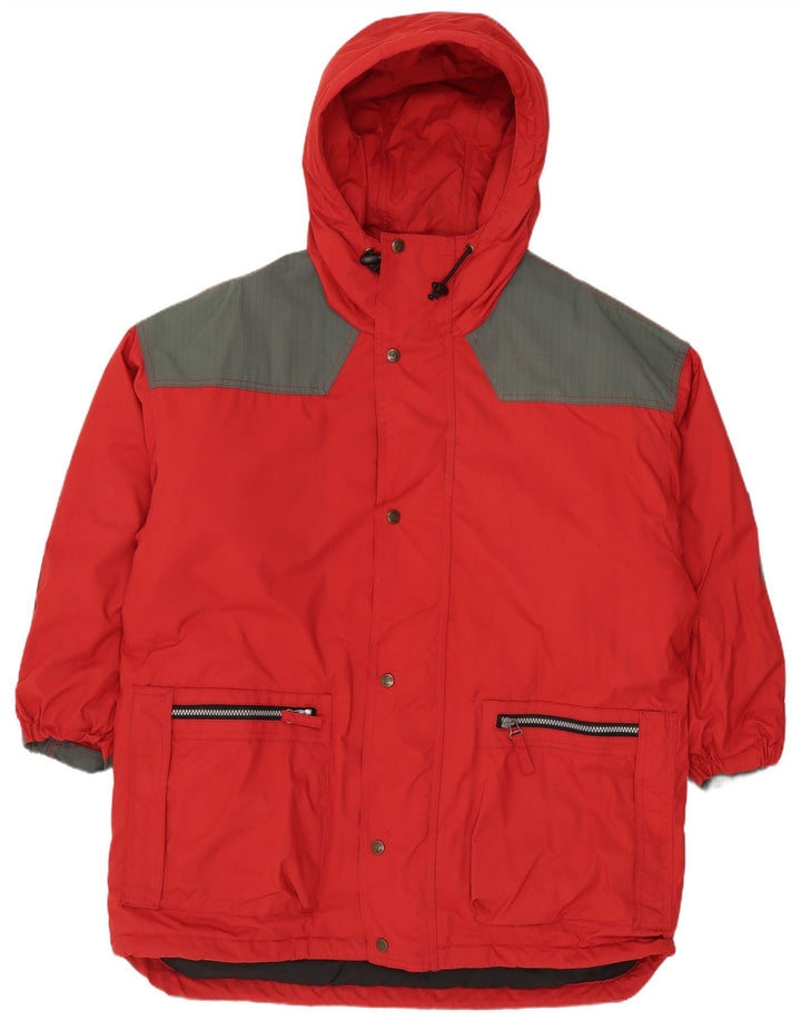 Fjall Raven Herren-Skijacke mit Kapuze, UK 38, mittelrotes Colourblock-Nylon