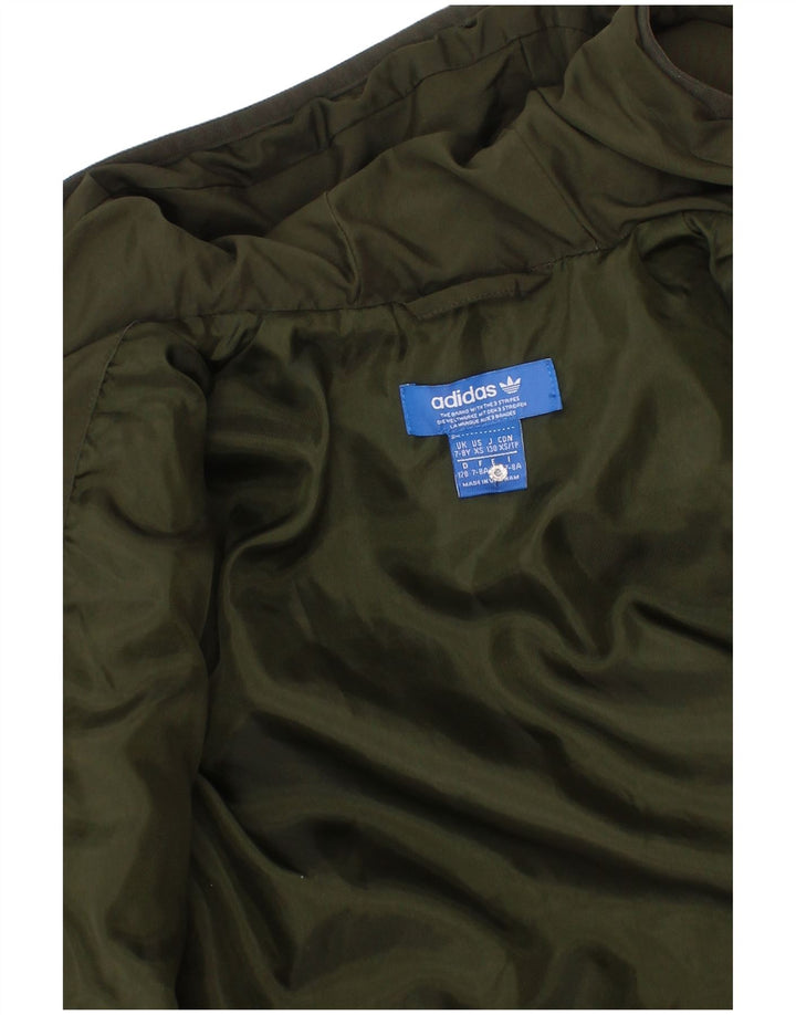 Adidas Jungen wattierte Jacke mit Kapuze, 7–8 Jahre, Khaki, Polyester