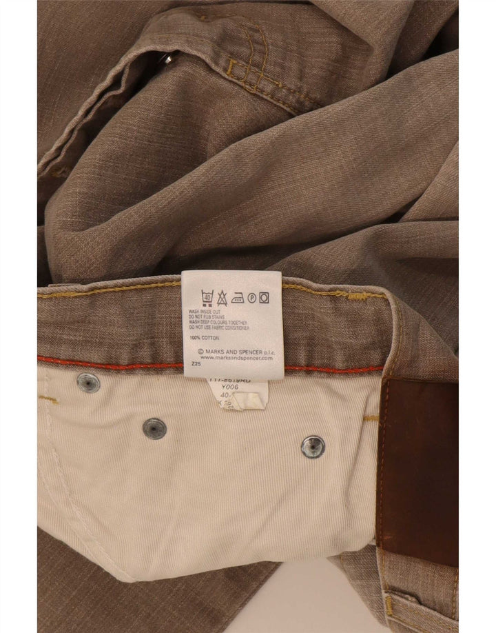 Marks & Spencer Herren Straight Jeans W40 L33 Khaki Baumwolle