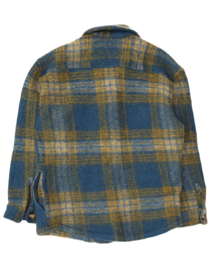 Zara Herren-Overshirt-Flanellhemd, groß, blau kariert