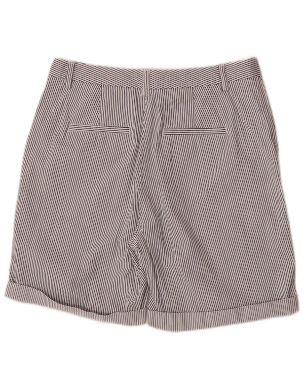 Marks & Spencer Damen Chinoshorts UK 10 Small W28 Weiße Nadelstreifen-Baumwolle