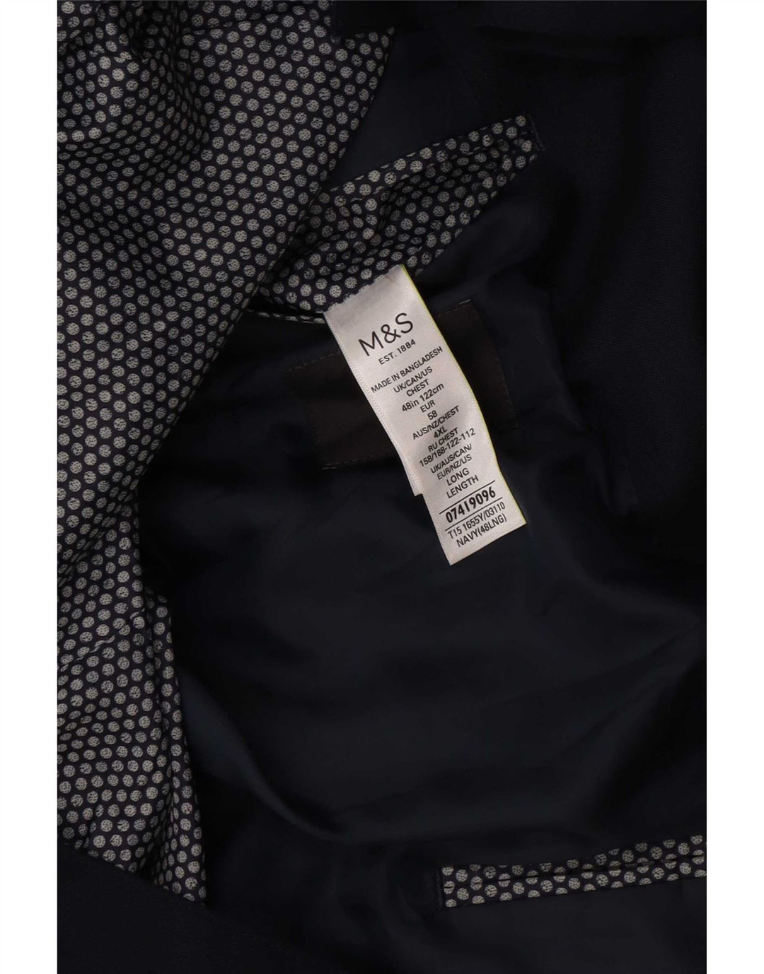 Marks & Spencer Herren-Blazer mit 2 Knöpfen, UK 48, 2XL, Marineblau, Polyester