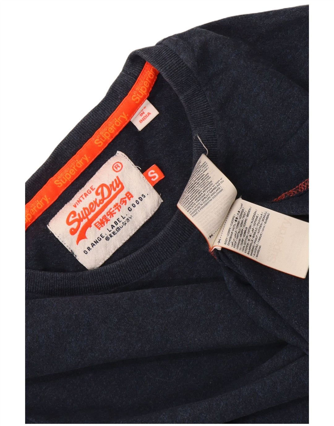 Superdry Herren-Oberteil, langärmelig, klein, Marineblau, Baumwolle