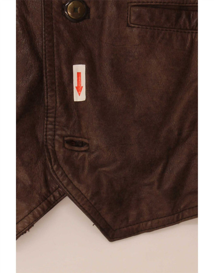 Vintage Herren Lederweste IT 58 2XL Braun