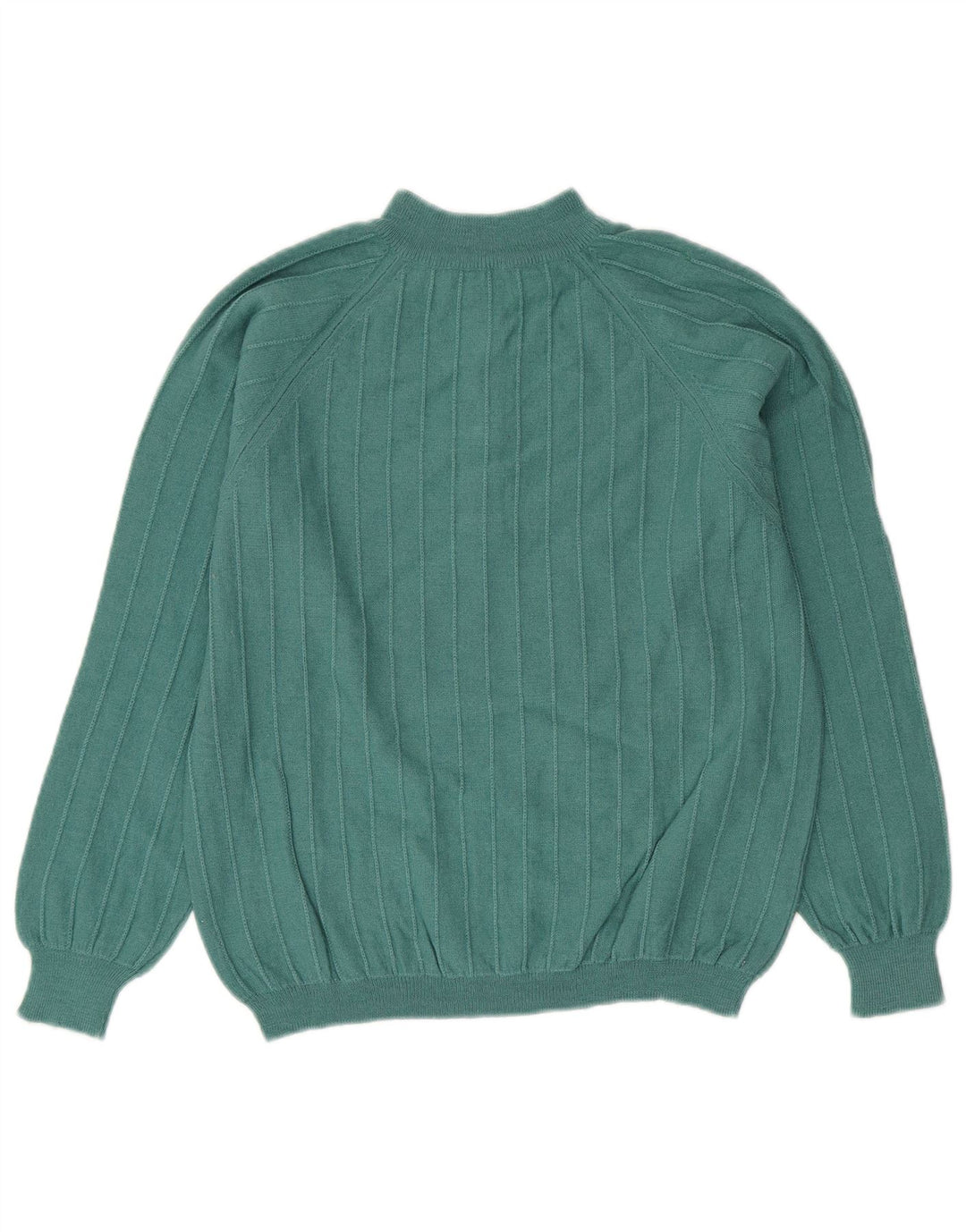 VINTAGE Damen-Pullover mit Knopfkragen, UK 14, Mittelgrün