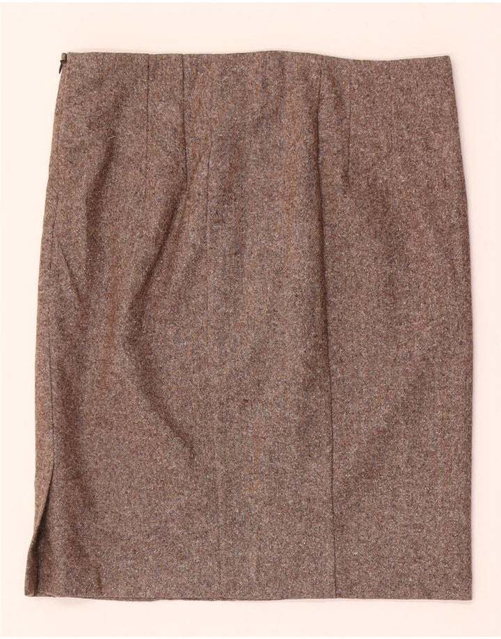 Benetton Womens Mini Straight Rock IT 42 Medium W28 Braun gesprenkelte Wolle