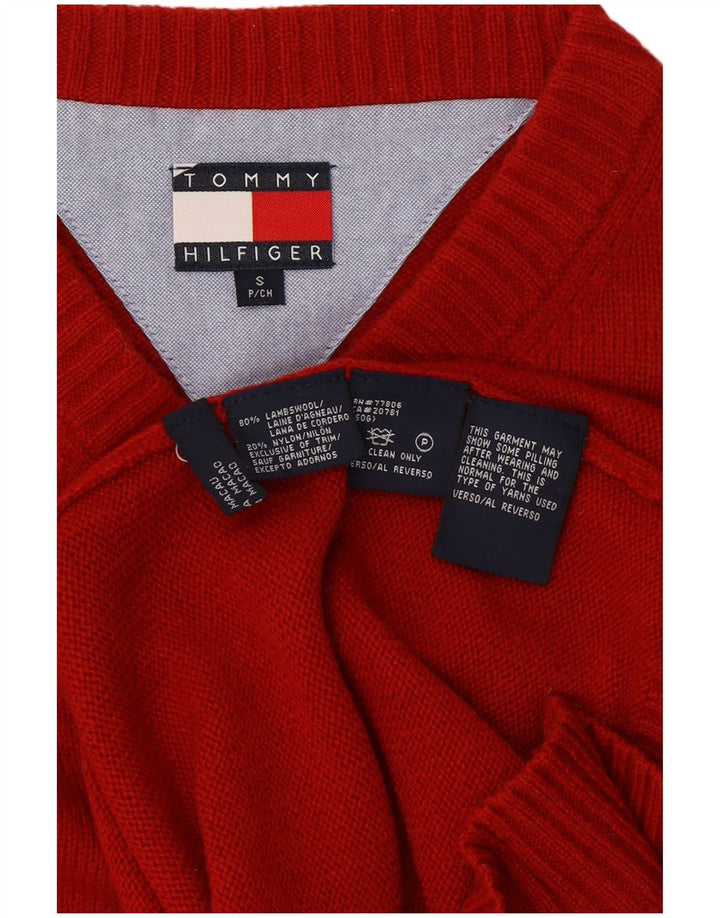 TOMMY HILFIGER Herren-Pullover mit V-Ausschnitt, kleine rote Lammwolle