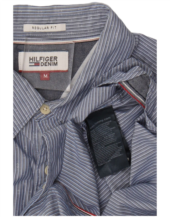 Tommy Hilfiger Herren-Hemd mit normaler Passform, mittelblau, gestreift, Baumwolle