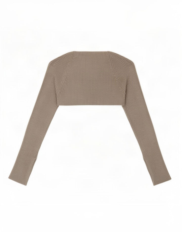 Zara Damen Crop Open Bolero Top UK 12 Mittelgrau