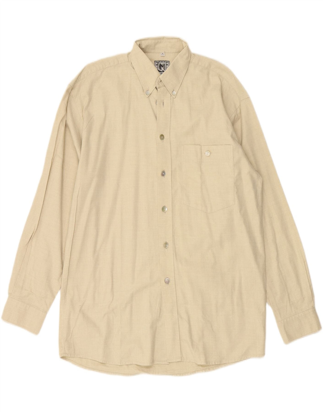 MAJESTIC Mens Shirt Size 39/40 Medium Beige Cotton Vintage Majestic and Second-Hand Majestic from Messina Hembry 
