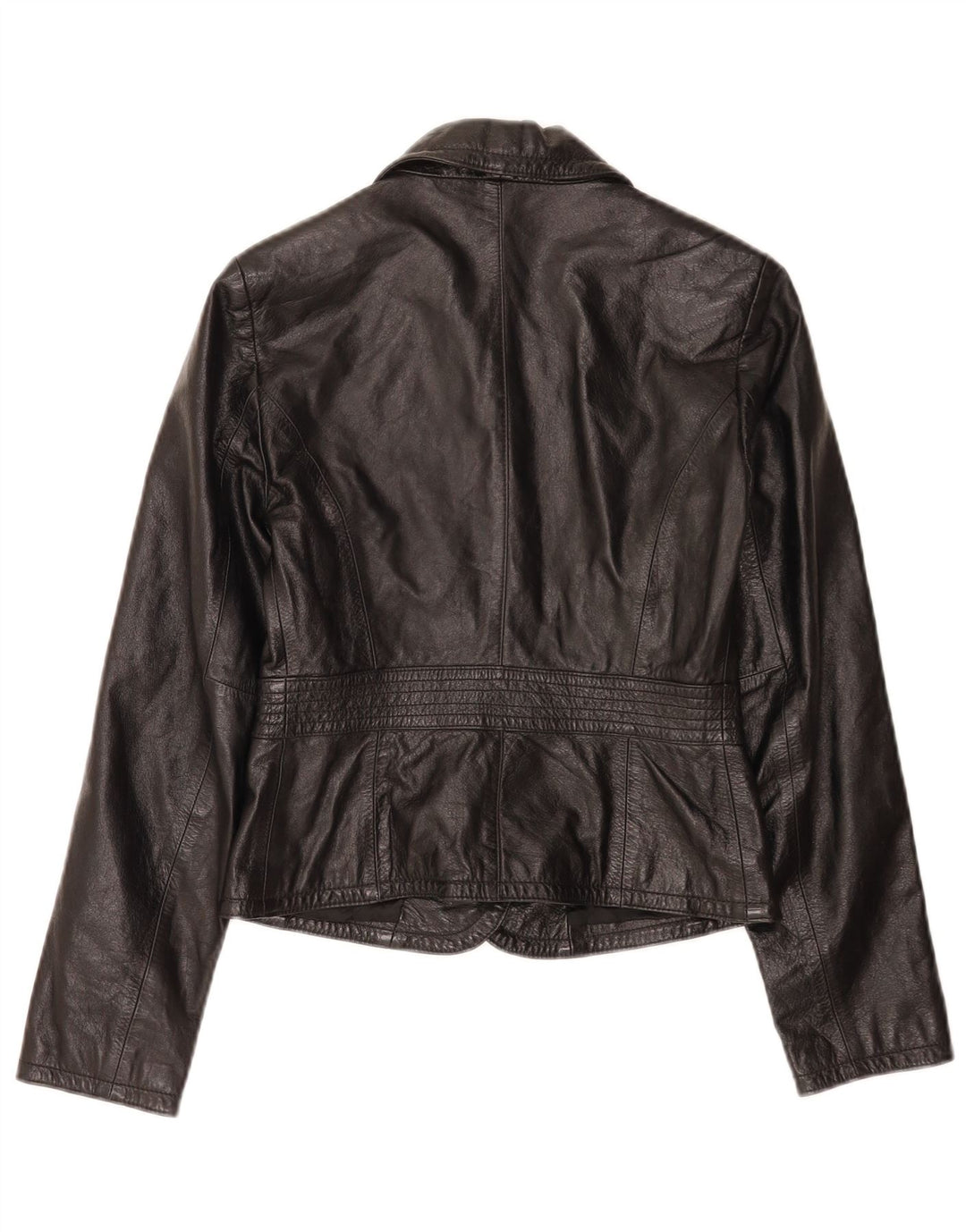 Sisley Damen Crop 2-Knopf-Lederblazer IT 40 Small Schwarz