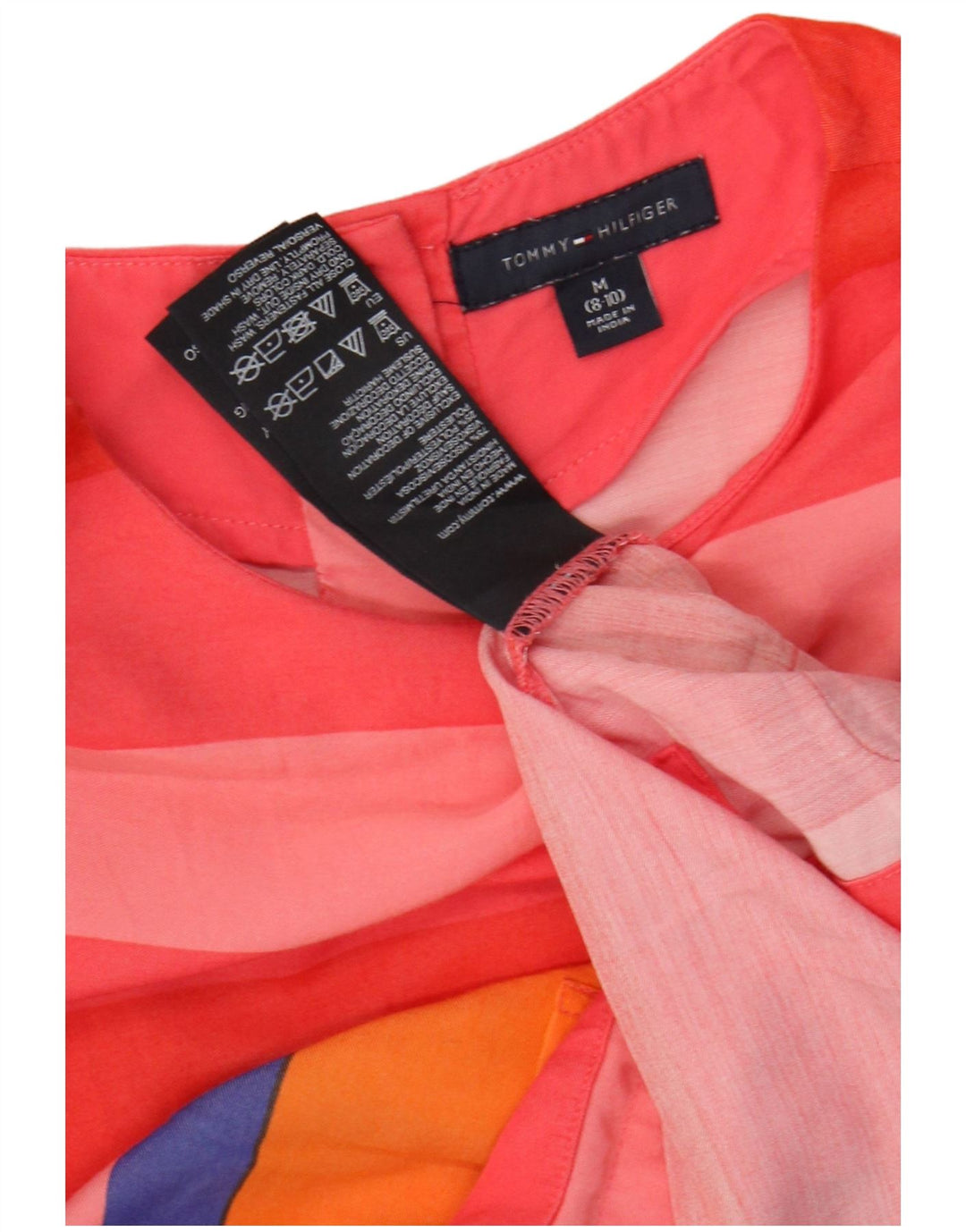 TOMMY HILFIGER Mädchen Bluse Top 8-9 Jahre mittelrot gestreift Viskose