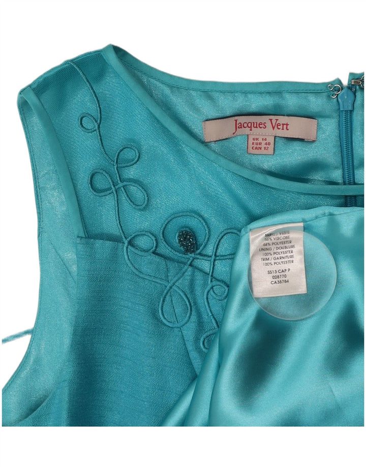JACQUES VERT Damen Ärmelloses Etuikleid UK 14 Große türkisfarbene Viskose