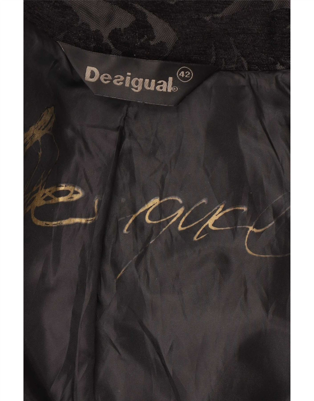 Desigual Damen-Mantel mit normaler Passform, EU 42, groß, schwarz, floral, modern