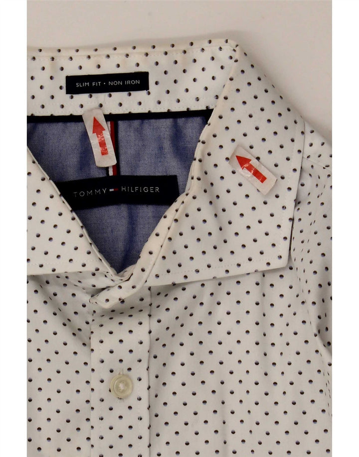 Tommy Hilfiger Herren-Slim-Fit-Hemd, Größe 16, groß, weiß gefleckt