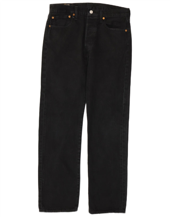 Levi's Herren 501 Straight Jeans W32 L32 Schwarze Baumwolle
