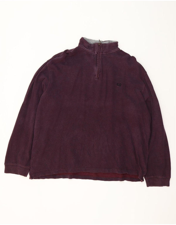 Chaps Herren-Sweatshirt mit Reißverschluss am Hals, 2XL, Burgunderrot, Baumwolle