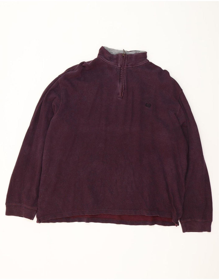 Chaps Herren-Sweatshirt mit Reißverschluss am Hals, 2XL, Burgunderrot, Baumwolle
