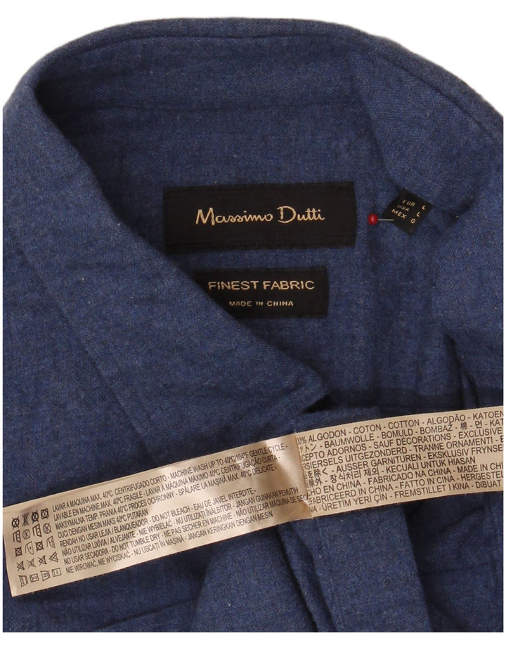 Massimo Dutti Herrenhemd, groß, marineblau, Baumwolle