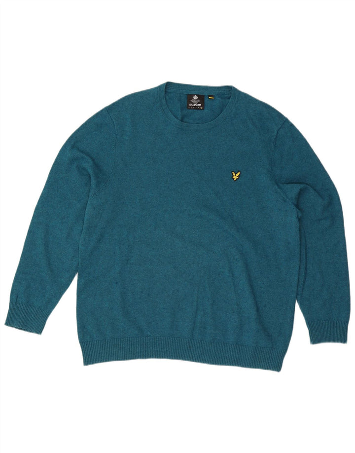 Lyle & Scott Herren-Pullover mit Rundhalsausschnitt, 2XL, blaue Baumwolle