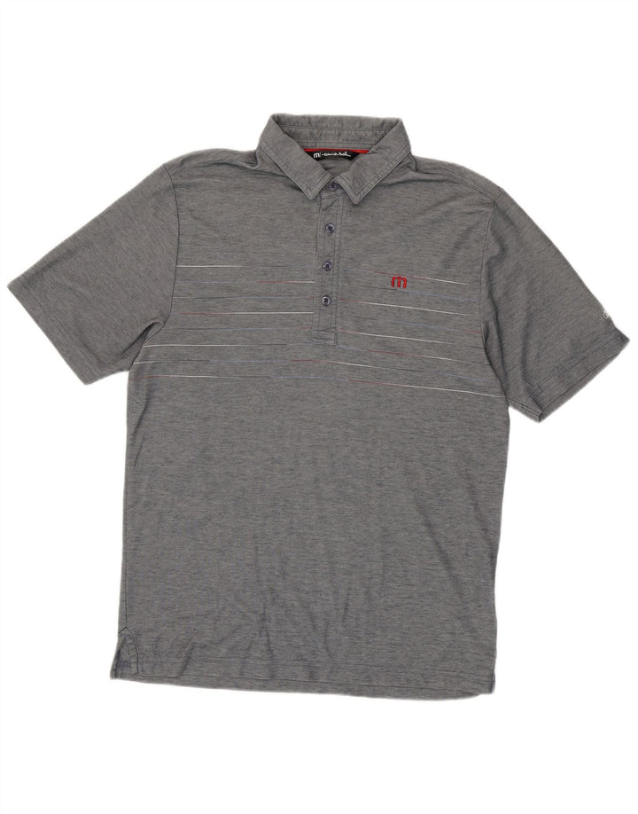 Travis Mathew Herren-Poloshirt aus mittelgrauer, gestreifter Baumwolle