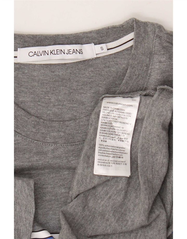 Calvin Klein Jeans Herren-T-Shirt mit Grafik, Größe S, graue Baumwolle
