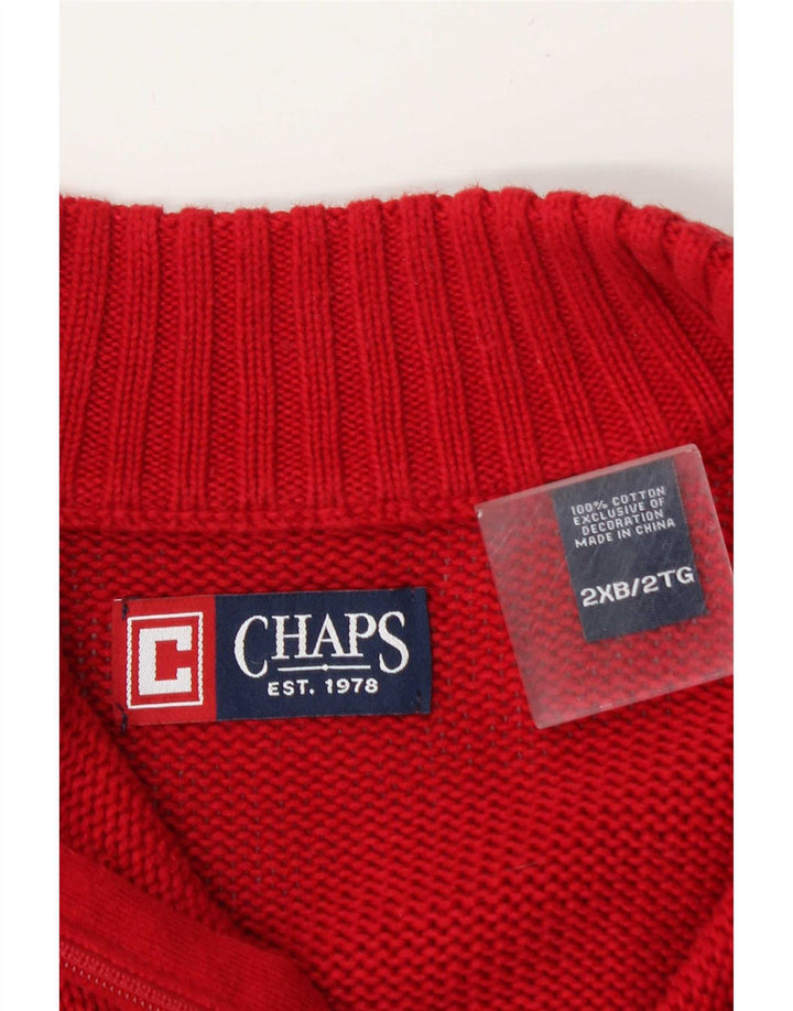 Chaps Herren-Pullover mit Reißverschluss, 2XL, rote Baumwolle