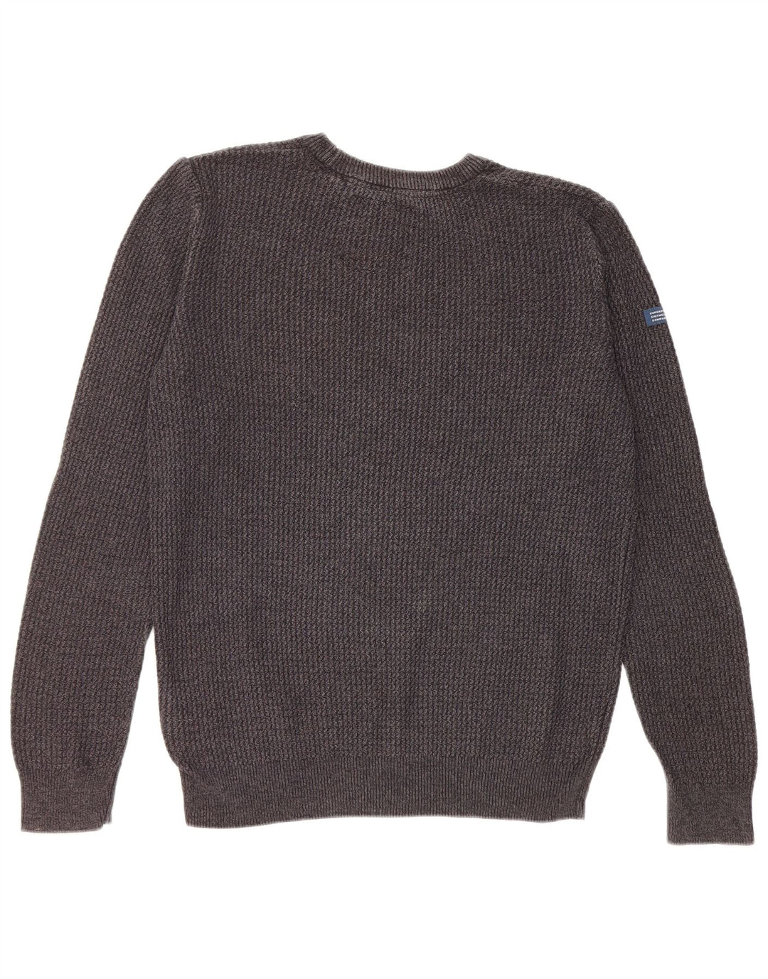 Superdry Herren-Pullover mit Rundhalsausschnitt aus mittelgrauer Baumwolle