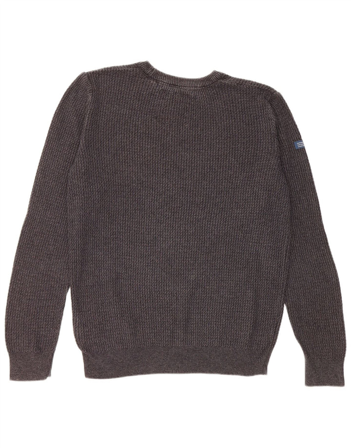 Superdry Herren-Pullover mit Rundhalsausschnitt aus mittelgrauer Baumwolle