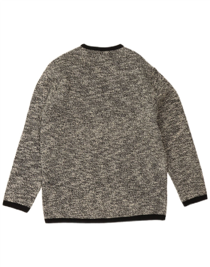 Shetland Herren-Pullover mit V-Ausschnitt, klein, marineblau gefleckte Schurwolle