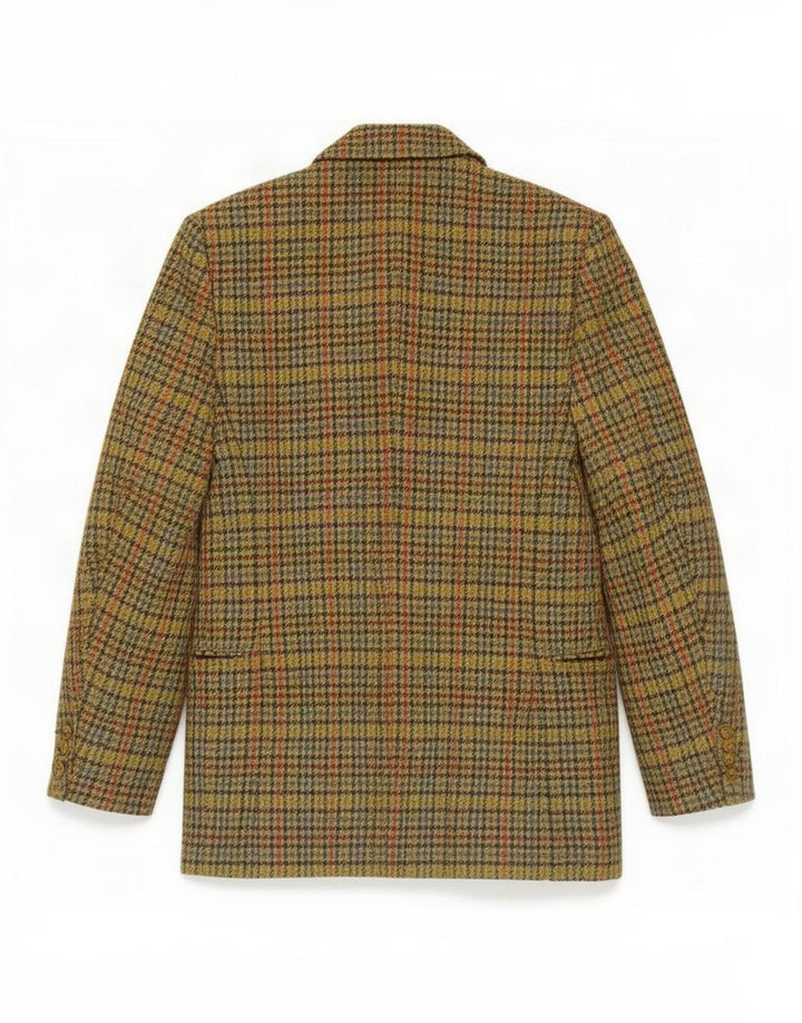 Vintage Damen 3-Knopf-Blazerjacke UK 10 Small Green Houndstooth Classic