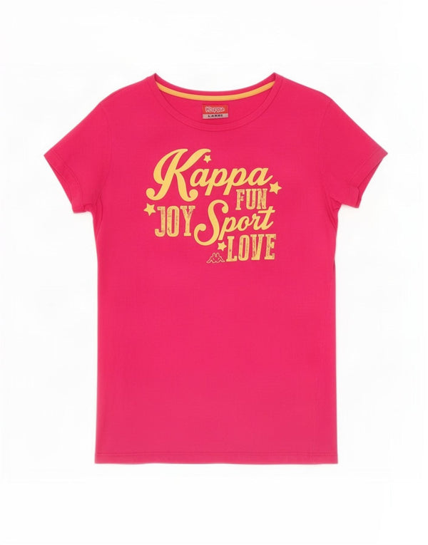 Kappa Womens Graphic T-Shirt Top UK 14 Large Rosa Baumwolle